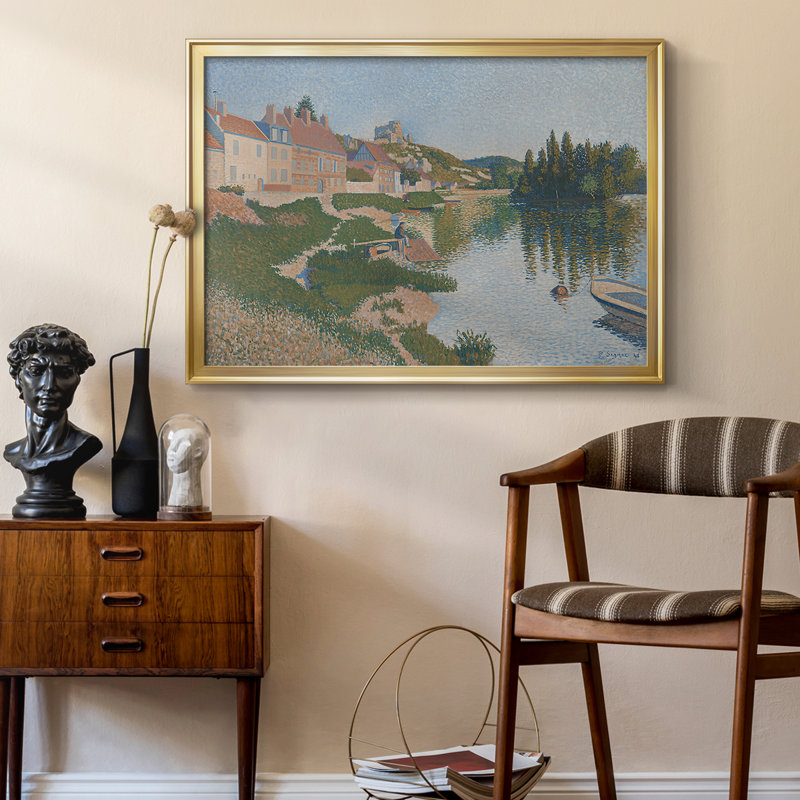 Les Andelys, Château Gaillard - Paul Signac - Toile tendue avec châssis, 1886, 22,5 x 30,5, Toile avec cadre, Or