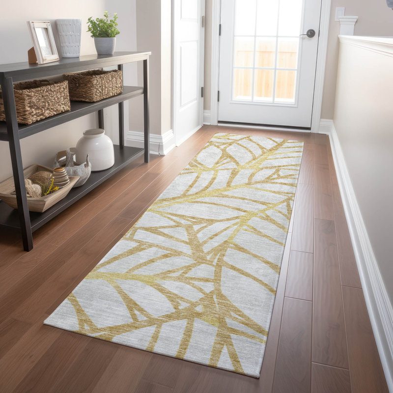 Premium Machine Washable Lisse Gold Rug, Runner 2'3" x 7'6"