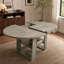 Table de salle à manger extensible ronde pour 4 à 6 personnes, conception ronde à ovale compacte avec rallonge papillon intégrée et tablette de rangement, gris