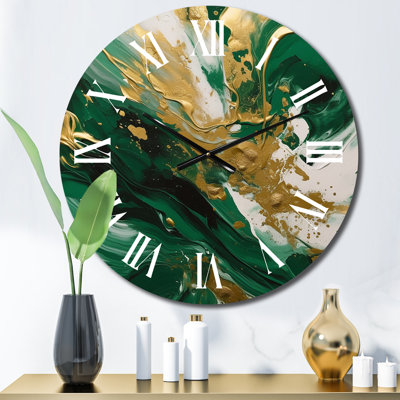 Horloge murale verte en or vert Cascade II