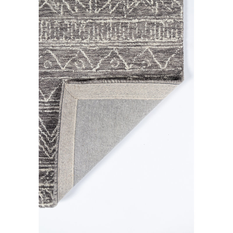 Tapis gris en laine crocheté à la main Adhley, Rectangle 2 pi x 3 pi