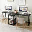 Bureau double de 235 cm de large avec étagères de rangement, bureau de jeu deux places avec support pour boîtier PC, idéal pour le télétravail ou le bureau à domicile.