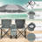 Double Folding Chair With Detachable Sun Shade Umbrella, 2-person Outdoor Lounge Fishing Chair, Weather Resistant Portable Seat For Garden Camping Picnic Sunbathing Use-1548944523