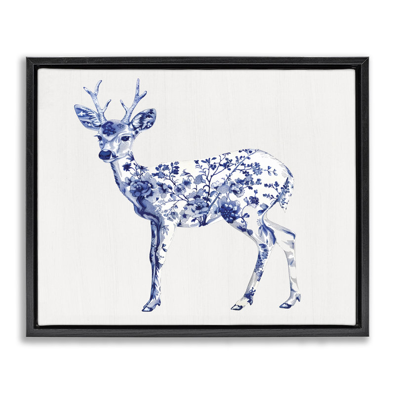 Cadre flottant Graceful Toile Deer, Cadre flottant noir de jais, H 17 po x l 21 po