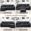 Canapé modulaire en forme de L de 96 po CloudSink, 3 sièges + repose-pieds mobile, siège très profond, chenille adaptée aux animaux de compagnie, assemblage sans outil, noir pour les petits espaces et le salon-1369380539