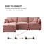 Canapé modulaire spacieux en chenille rose et confortable en L pour la maison