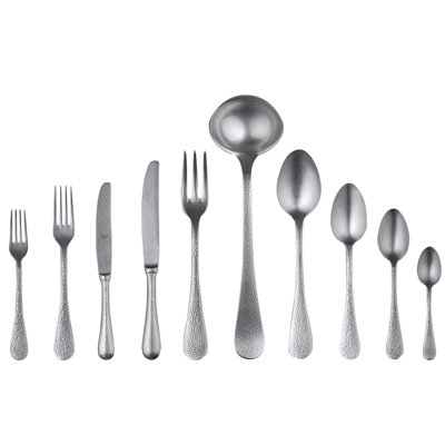 Epoque Flatware Set with H/H Knives - 45 Pieces - Pewter