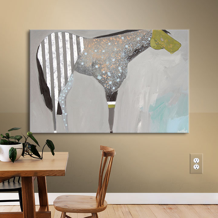 Cheval n ° 63 - reproduction d'art sur toile, H 14 po x l 18 po x P 2 po