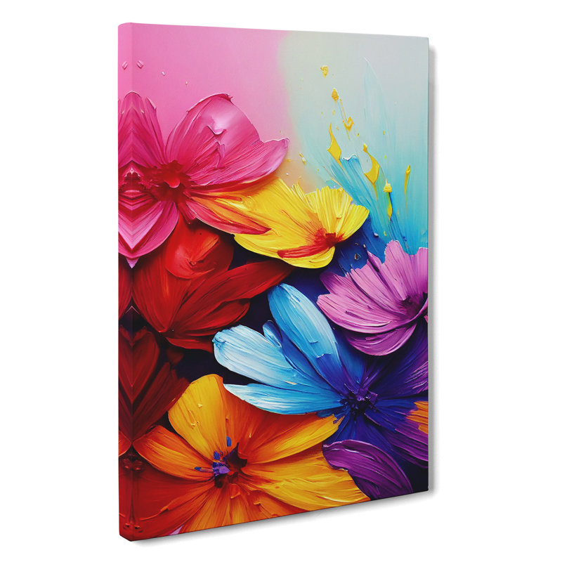 Paint Drips Flowers No.5 Abstract - Wrapped Canvas, 76cm H x 50cm W x 3cm D