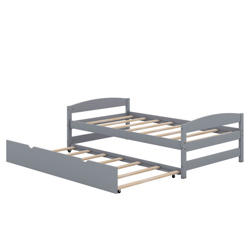 Lit plateforme simple avec lit gigogne, Gris