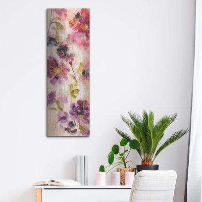  «Exuberant Florals II» par Silvia Vassileva, art mural en métal, 16 po x 48 po