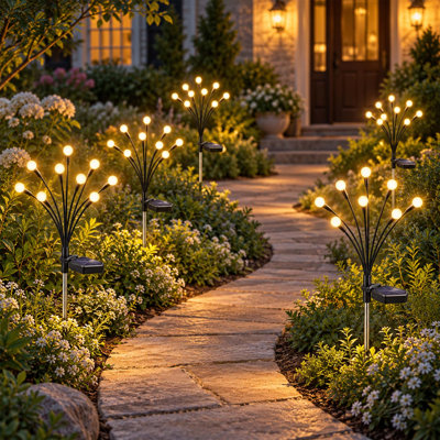 6 Pack Solar Firefly Garden Lights, 48 LED Swaying Outdoor Stake Lights