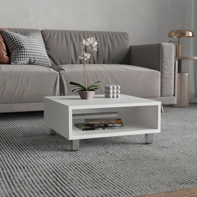 Table basse carrée minimaliste carrée avec rangement ouvert Eclipse