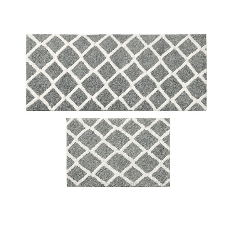 Reversible High Pile Tufted Microfiber Bath Rug, Rectangle 1'9" x 2'10"