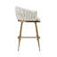 Tabouret de bar 26 po à hauteur de comptoir en velours pour îlot de cuisine avec dossier ondulé à la main, base chromée dorée et repose-pieds-95938356