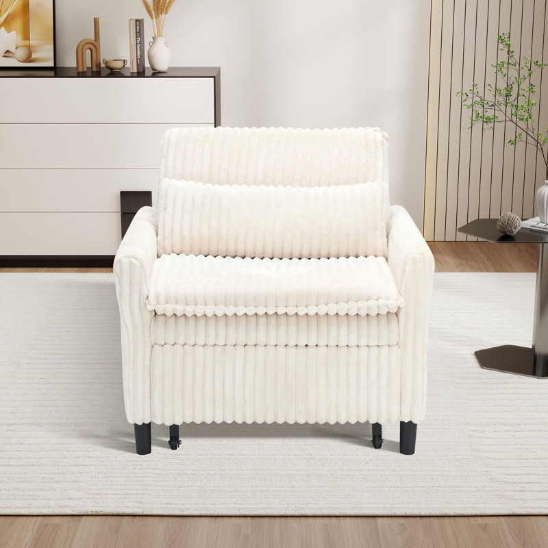 Chaise d'appoint convertible rembourrée en velours côtelé, Beige