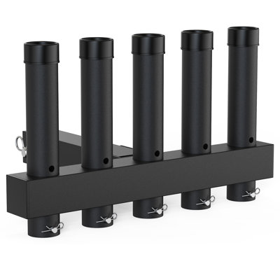 4-Tube Stainless Steel Hitch Mount Fishing Rod Holder, Angle Adjustable Rack with Quick-Release Pin for 5 cm Receivers, Fits Trucks, Boats & Yachts