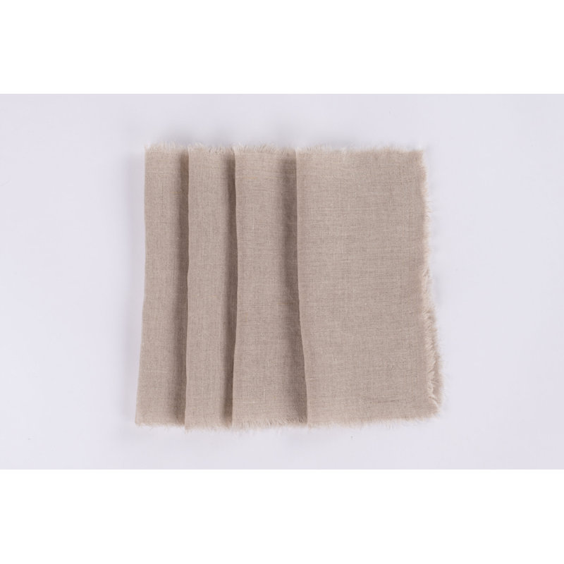 BRIGHTON LINEN COCKTAIL NAPKIN SET (Set of 4), Natural