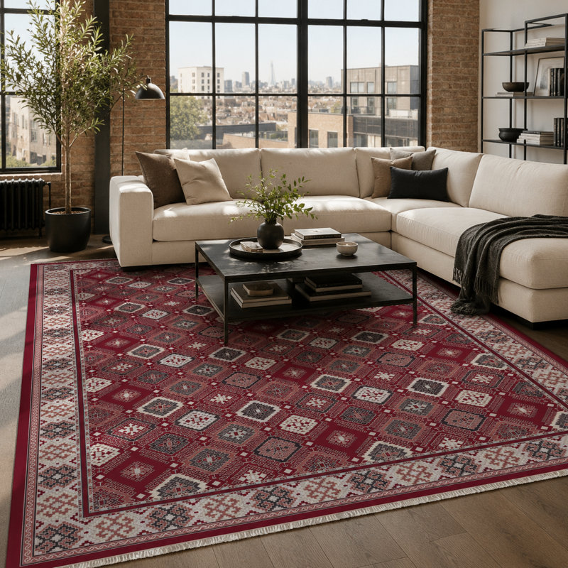 Oriental Cotton and Chenille Flatweave Area Rug, 60 x 100 cm