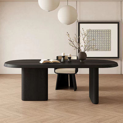 70.87"Nordic minimalist black solid wood dining table