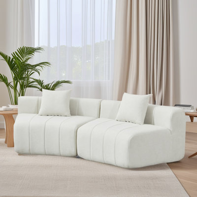 Chenille Curved Modular Sectional Sofa with Pillows