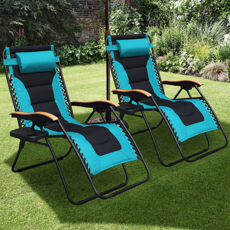 Fauteuil inclinable zéro gravité avec coussin Aneesh, Bleu