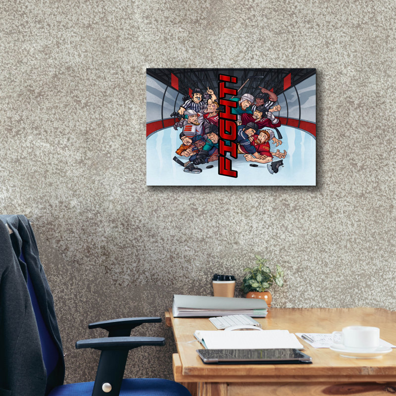 «Lurello Hockey Fight» sur toile de fond, H 20 po x l 24 po x P 0,75 po