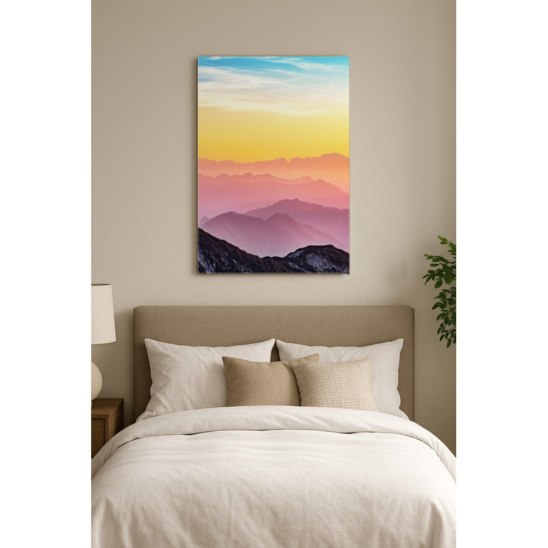 Couches de montagne au lever du soleil — Portrait en métal, H 10 po x l 8 po
