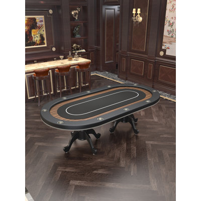 IDS Online Corp 96'' 10 - Player Black Foldable Poker Table