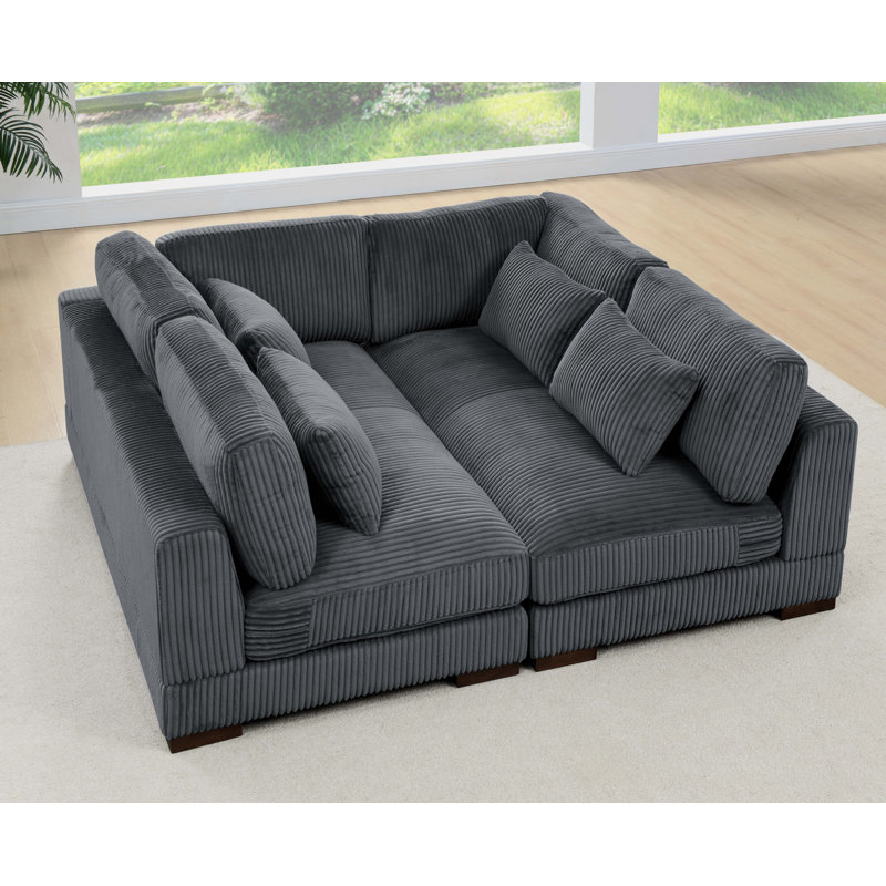 Catiria 137'' Corduroy Sofa, Grey