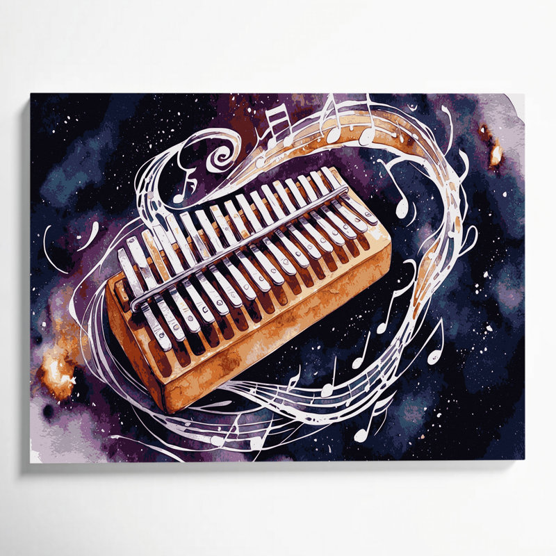 «Music Kalimba», art mural sur toile mauve, H 11 po x l 14 po