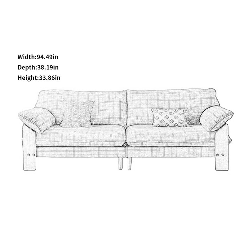 Canapé en tissu simple et décontracté, H 33,86 po x l 94,49 po x P 38,19 po