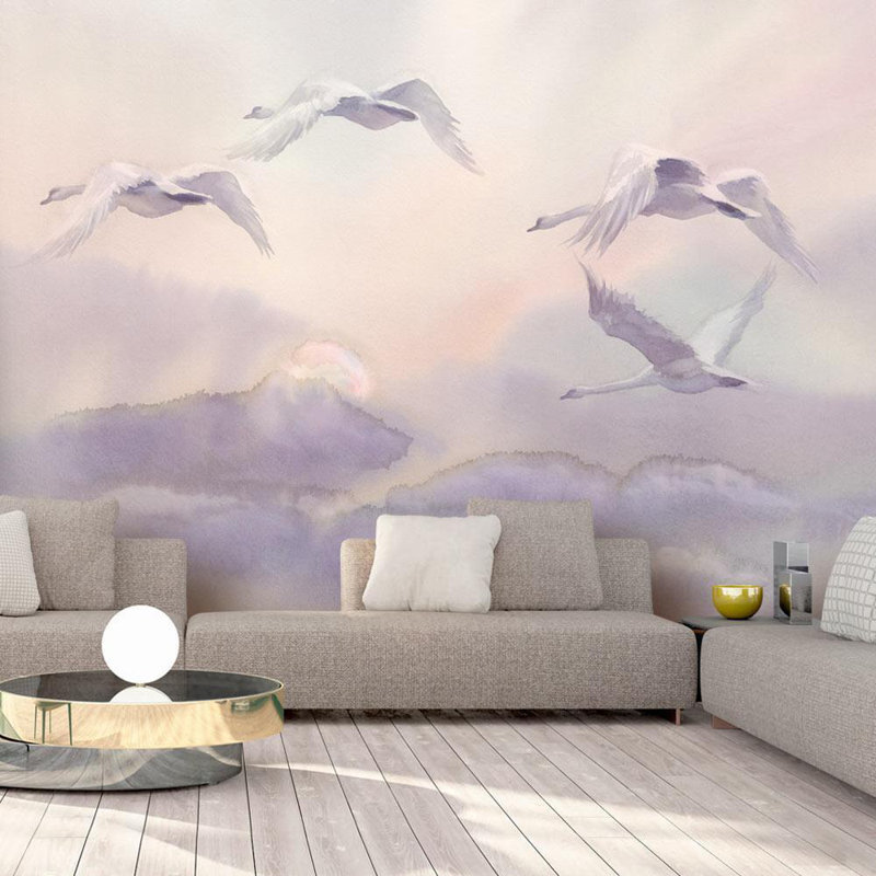 Murale cygnes volants, L 6,83 pi x l 9,83 pi