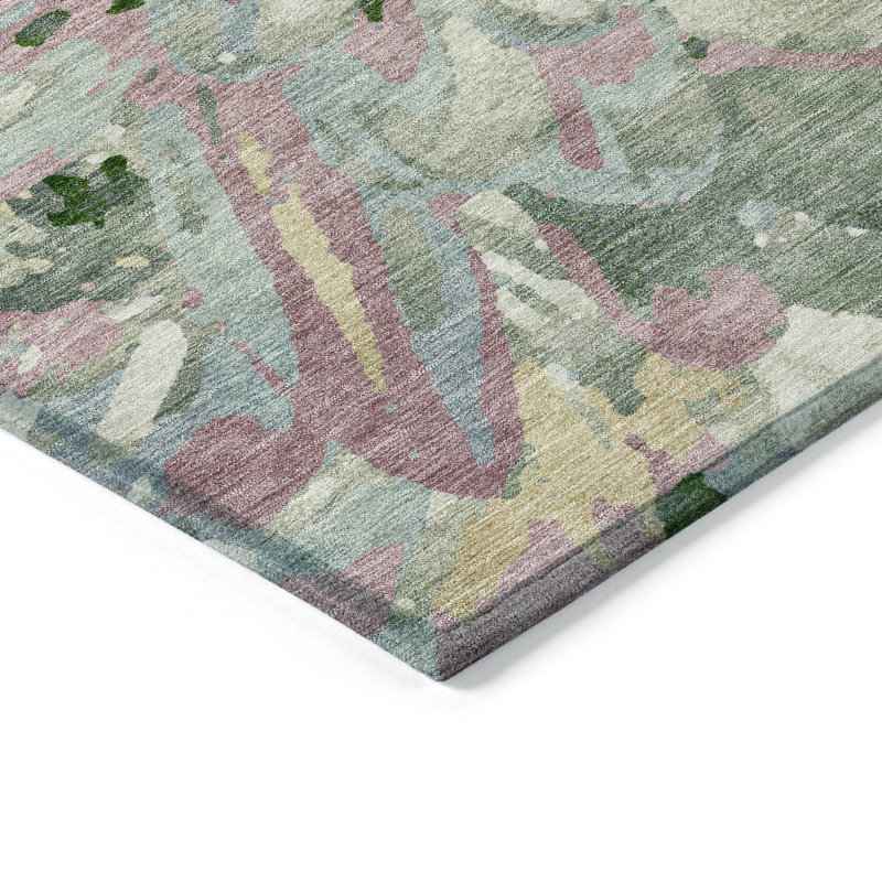 Tapis floral intérieur / extérieur lavable à la machine Chantille ACN2340, Rectangle 5 pi x 7 pi 6 po