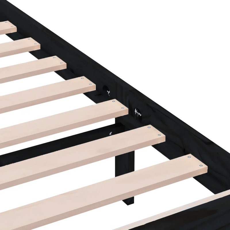 Bed Frame Solid Wood, Black 1, 200 x 200 cm
