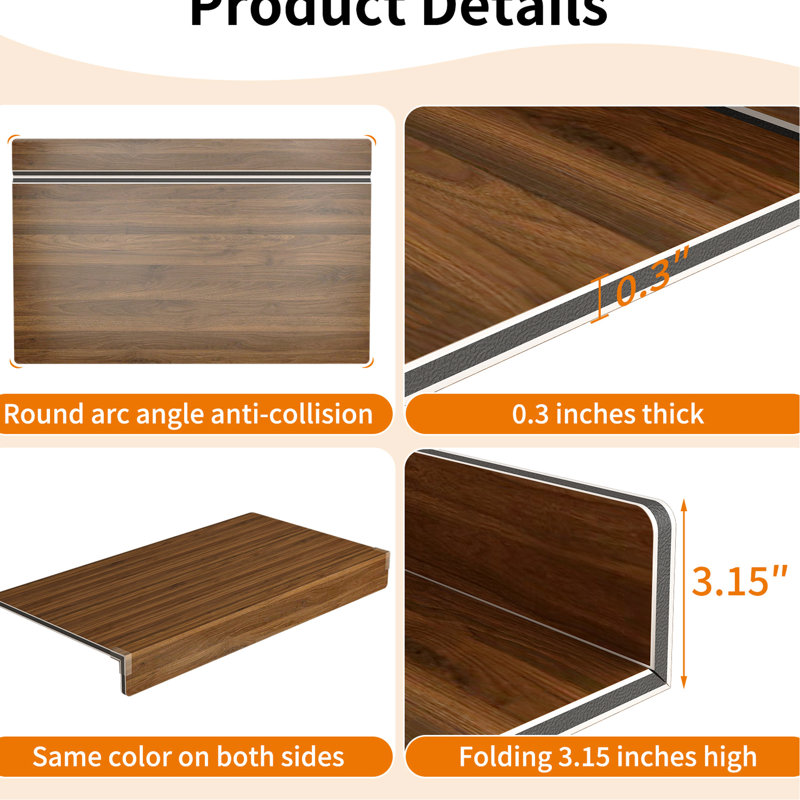 5 pièces de couvre-tablettes en mousse de noyer pour garde-robe de salle de bain, avec surface de grain de bois imprimée et 10 supports en acrylique à angle droit pour cuisine