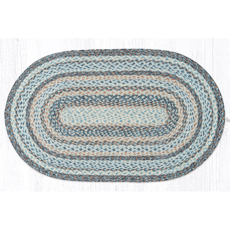  Tapis bleu denim en jute tressé, 27"x45"
