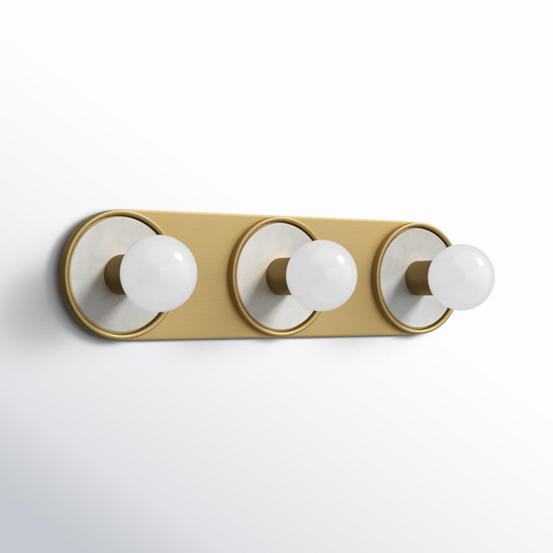 Rocha 3 - Light Dimmable Bath Bar, White Alabaster/Natural Aged Brass, No