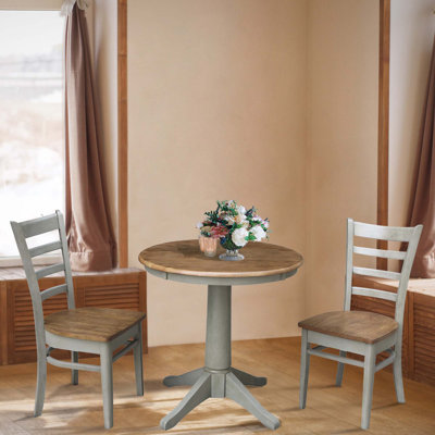 Delmontez 2 - Person Solid Wood Top Pedestal Dining Set