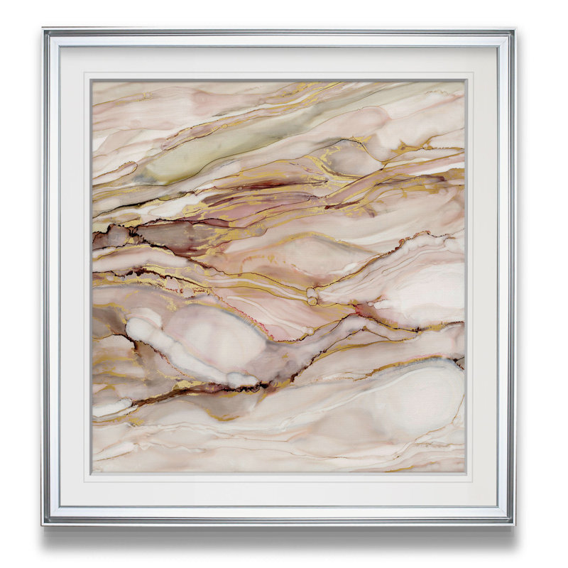 " Graceful Marble I ", 17.5" H x 17.5" W x 1.5" D, Silver Framed