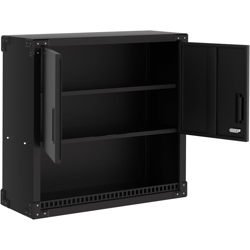 Armoire murale de garage flottante robuste avec serrure et tablettes réglables - Organisateur de rangement en acier 30,3 po pour atelier, entrepôt, cuisine et maison