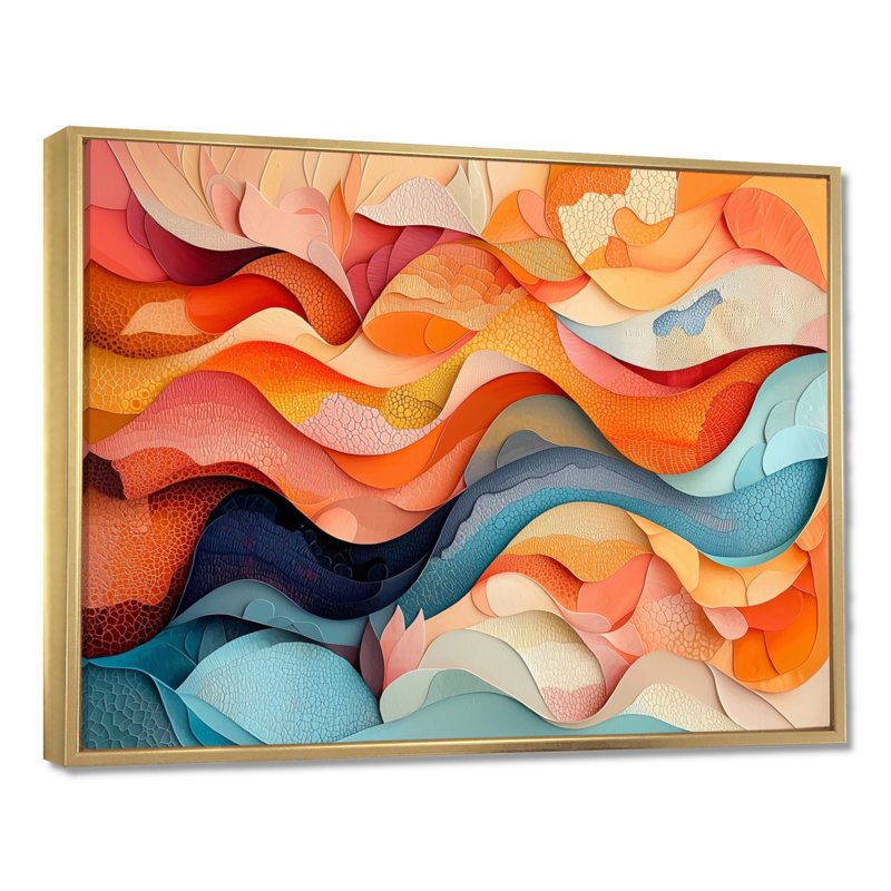 «Lowther», art mural sur toile «Biomorphism», H 34 po x l 44 po, Cadre flottant, Doré