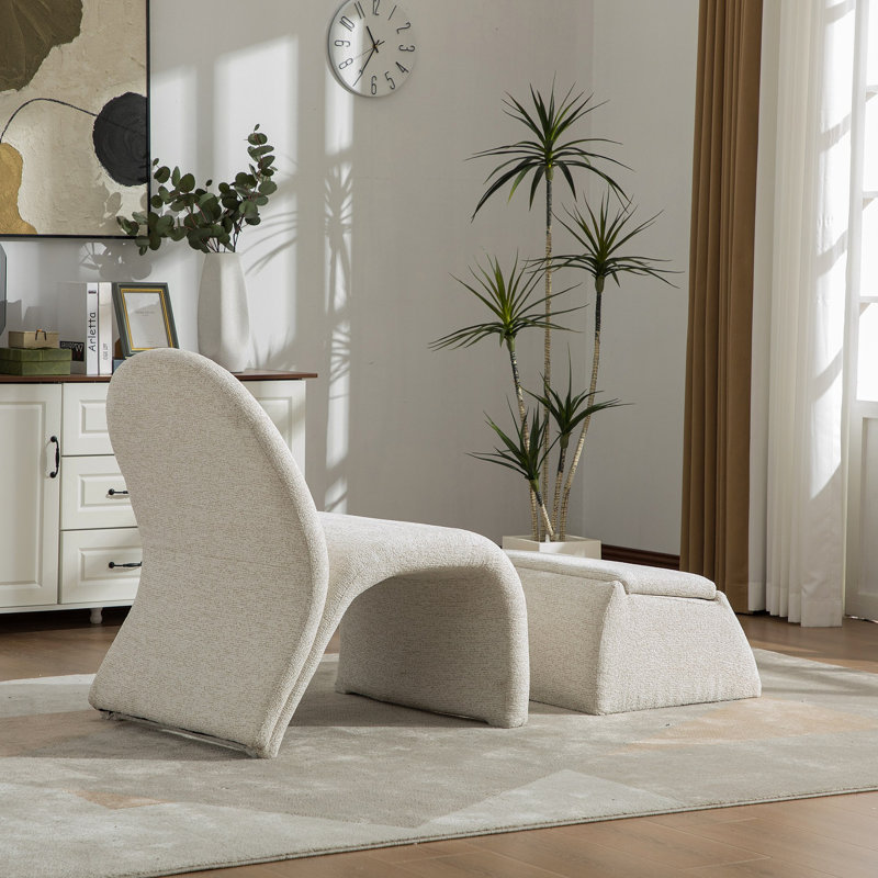 Fauteuil rembourré moderne avec repose-pieds en chenille