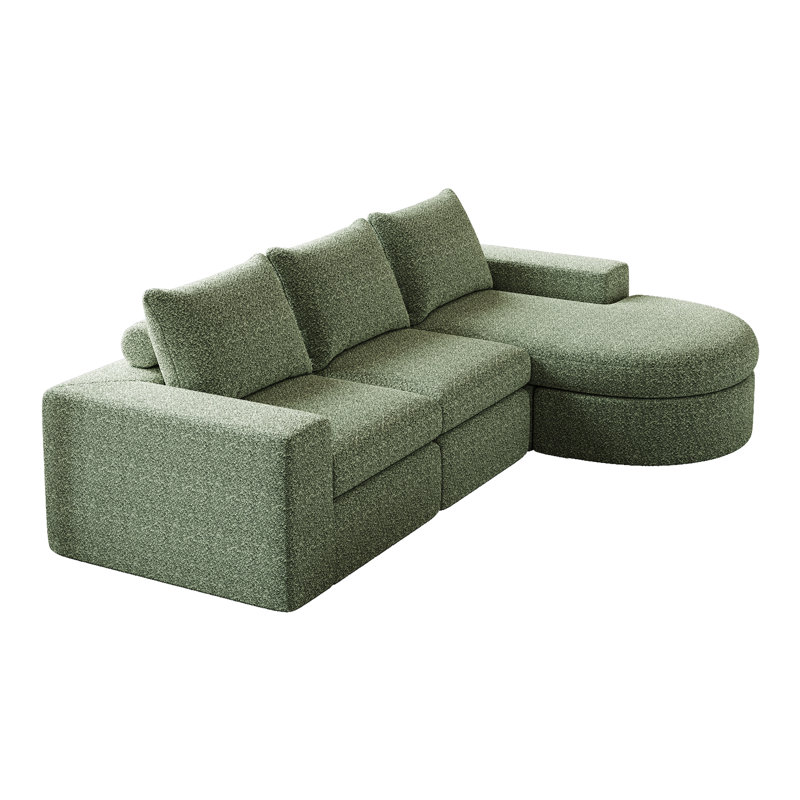 2 - Piece Chenille Sectional, Green