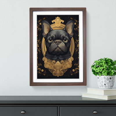 French Bulldog Nouveau - Single Picture Frame Print on Wood