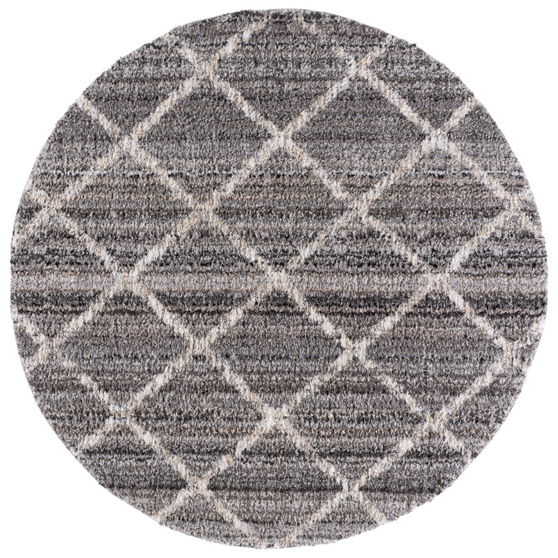 Everett Shag Performance Geometric Indoor Rug, Round 6'7"