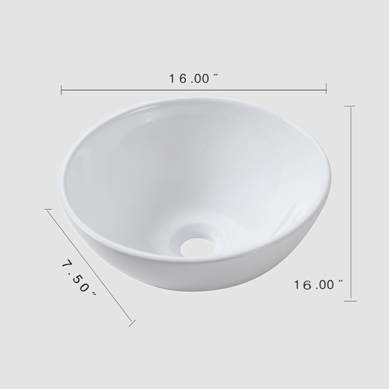 Go Peak Track 16'' Ceramic Circular Bathroom Sink