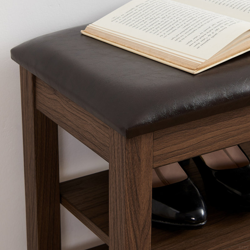 Small Shoe-Changing Bench With Shelves, Brown
