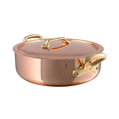 Mauviel M'heritage 200 B Rondeau With Lid, Brass Handles, 5-Qt