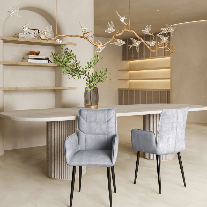 Gris 2 chaises de salle à manger modernes - lignes épurées, mousse haute, conception ergonomique pour la cuisine